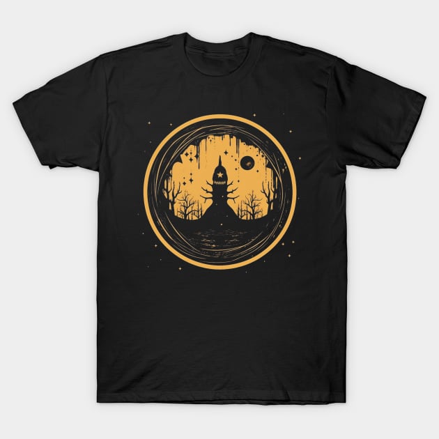 Spooky Halloween - Haunted Forest Shirt - Eerie Art Clothing - "Lantern Lurk" T-Shirt by The Dream Team
